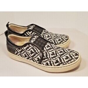 Born Callisto Black White Textile Slip-on Sneaker Casual Womens Size 6.5M